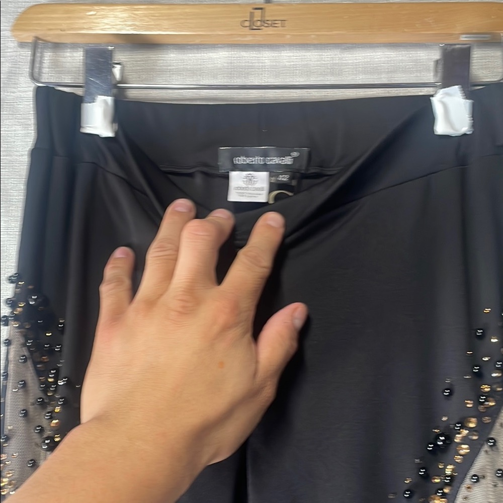 Roberto Cavalli Black Leggings with Sparkly Embellishments